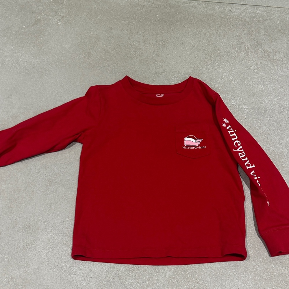 Vineyard Vines Kids Long Sleeve Red Tee